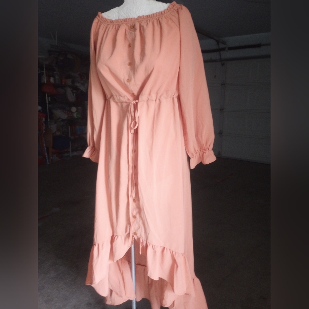 Elegant Peach Off-Shoulder Dress